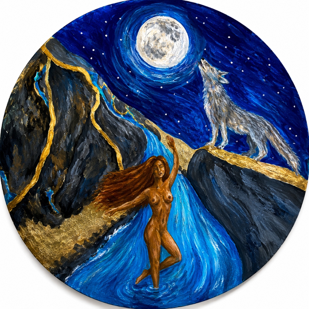 Howling with the moon Digital Print