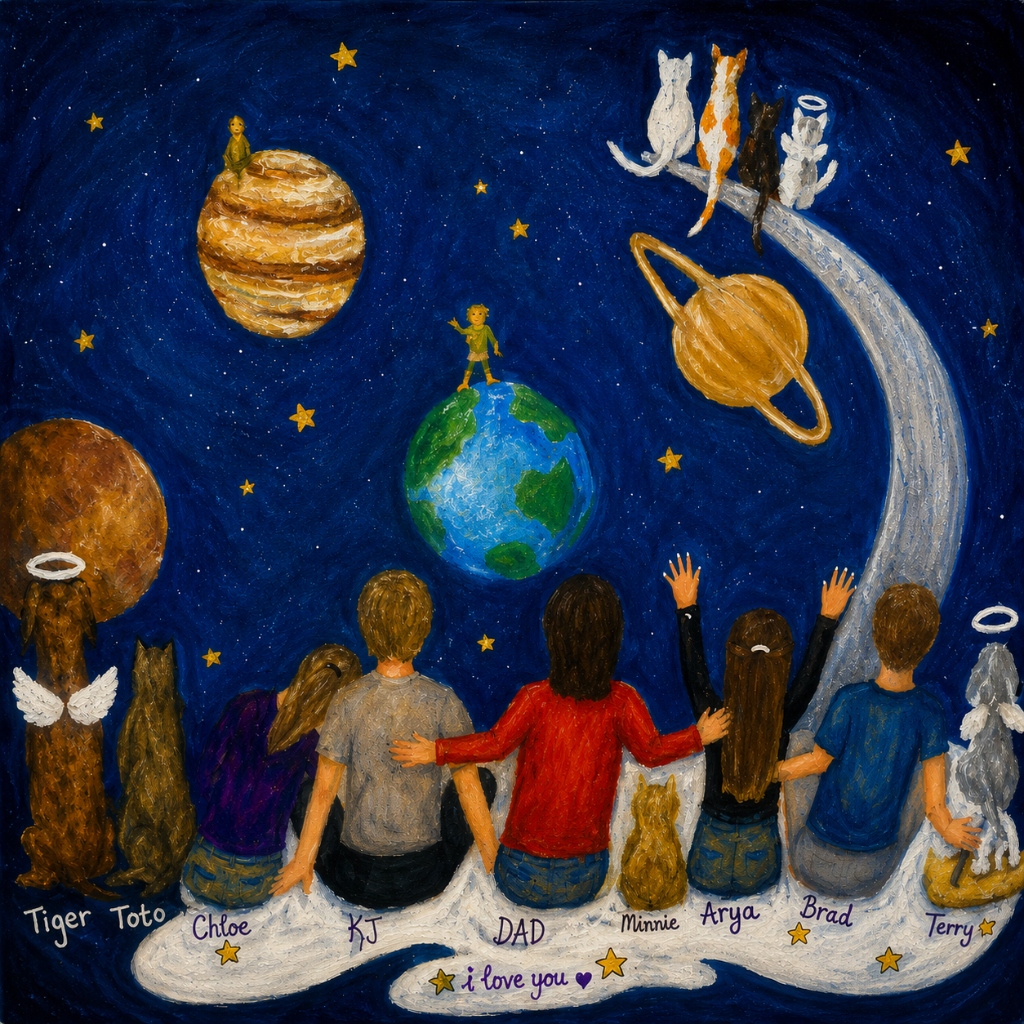 Custom Space Family Custom Commission Portrait