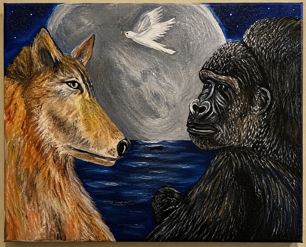 Wolf and Gorilla Digital Print