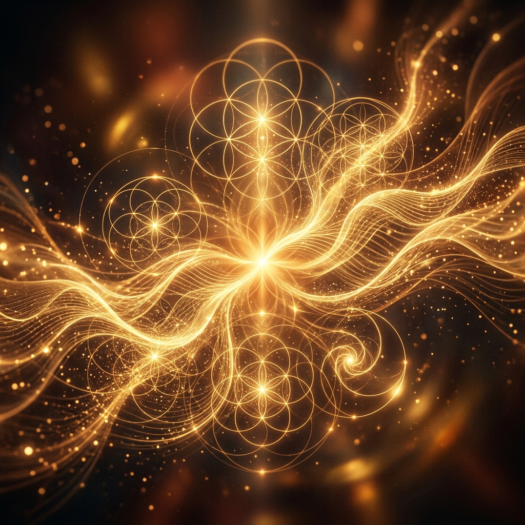 Golden energetic frequencies and sacred geometry ripples