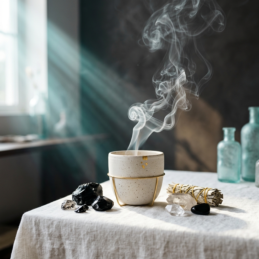 Entity Clearing Session - Sage smudge smoke and pure crystals