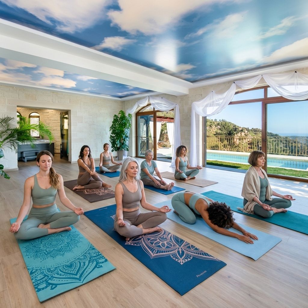 Yoga practice in the Sky Room